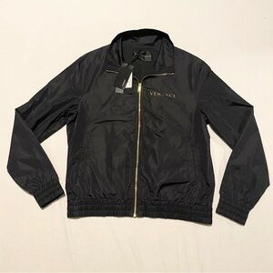 Versace Men's Black Sports Windbreaker with Gold Accents Jacket 2019 Size Large